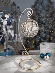 Set of 4 silver Christmas balls "Bells, Bullfinches, Snowflakes and Nostalgia"